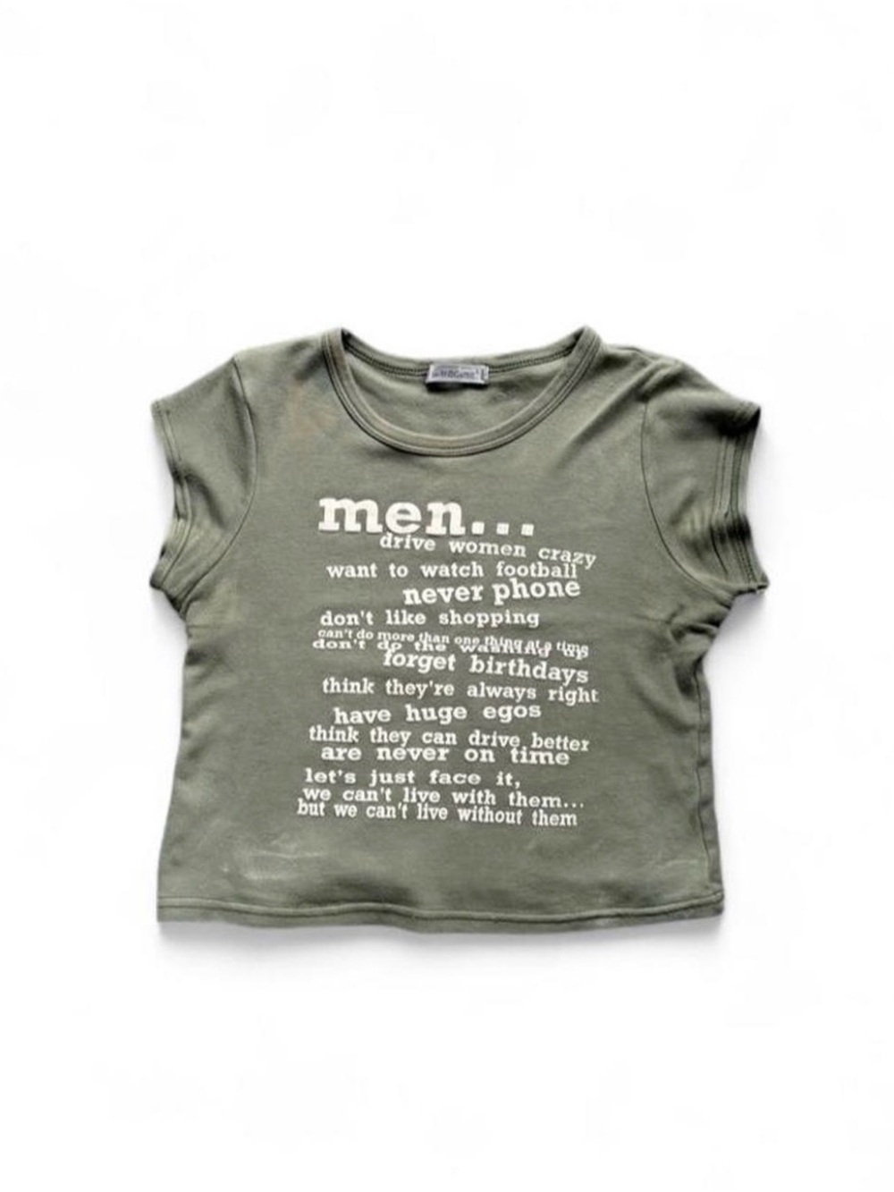Vintage Y2K “Men…” Graphic Baby Tee